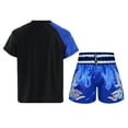 thumbnail image 2 of Doomiva Kids Boys Mixed Martial Arts MMA Boxer Costume Short Sleeve Boxing T-shirt Sports Tops with Shorts Tracksuit Blue 14, 2 of 6