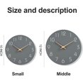 thumbnail image 3 of Reloj de pared silencioso, sin tictac, de 10 pulgadas, funciona con pilas, estilo moderno, reloj de madera decorativo para cocina, hogar, dormitorios, oficina, 3 of 5