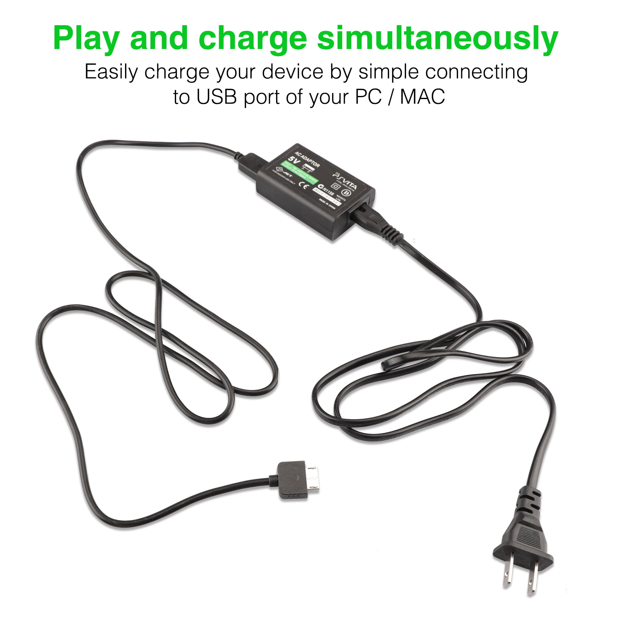 Câble de chargeur USB 2 en 1 pour Sony psv1000, Psvita, PS Vita