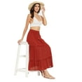 thumbnail image 2 of Women Solid Skirt Long Ruffle Layered Ladies Skirts for Summer with Elastic Waist Online, 2 of 7
