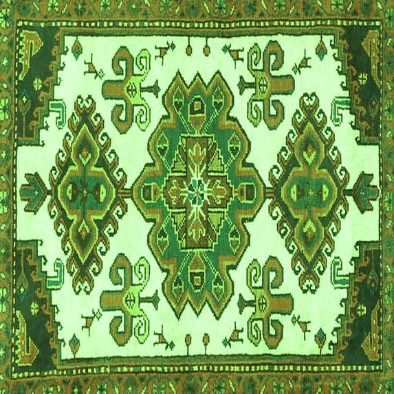 Ahgly Company Indoor Square Persian Green Traditional Area Rugs, 3' Square