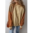 thumbnail image 7 of Women's Khaki Lace Patchwork Colorblock Drop Shoulder Sweatshirt | [ZhiHiMeRi] | (US 12-14)L, 7 of 7