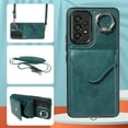 thumbnail image 5 of for Samsung Galaxy A53 5G PU Leather Back + TPU Frame Rugged Case, Classic 360 Rotating Ring Kickstand Card Slots Shoulder Strap Drop Protective Slim Fit Shockproof Phone Case Cover, Green, 5 of 12