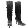 thumbnail image 3 of RONILURN Womens Rhinestone Knee High Boots Sparkly Slouchy Tall Boots Pointed Toe High Heel Wide Calf Glitter Stiletto Boot for Women, 3 of 8