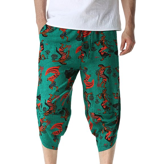 Eagokdc Cotton Capris Men Casual Summer Plain Outdoor Workout Lightweight Big And Tall 3/4 Short With Pockets Size S-3XL