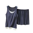 thumbnail image 4 of Kaemgyyd Pajamas Set for Women Color Block Lounge Sets Crew Neck Tank Top with Shorts Soft Comfy Sleepwear（Dark Gray,X-Large）, 4 of 6
