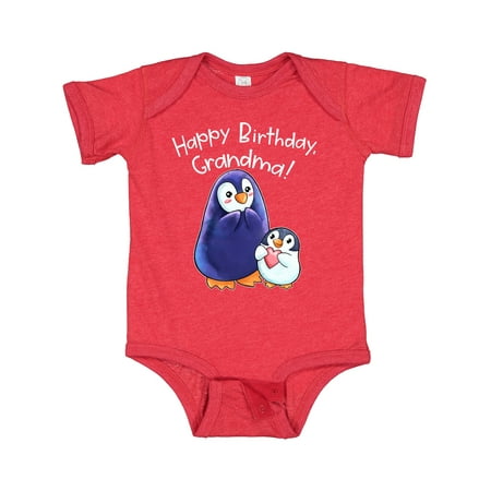 

Inktastic Happy Birthday Grandma!- Cute Penguins Gift Baby Boy or Baby Girl Bodysuit