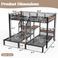 thumbnail image 2 of Harper & Bright Designs Triple Bunk Bed Full Xl over Twin over Twin, Metal Bunk Bed with Storage Shelves and Stairs, Industrial Bunk Bed with Guardrail for 3, Black, 2 of 14