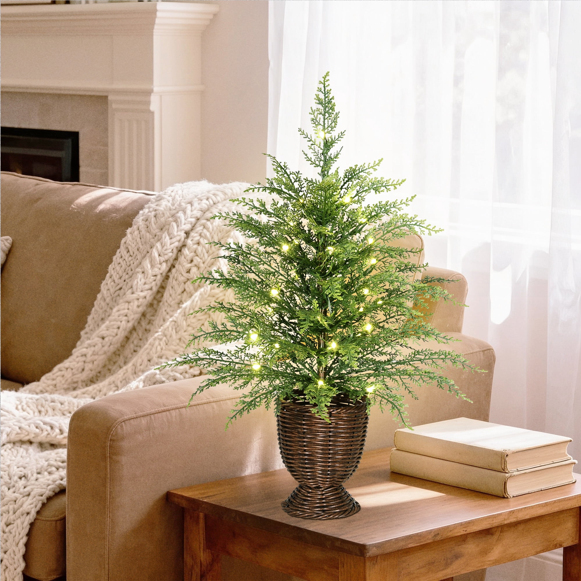 My Texas House 24" Pre-Lit Cypress Christmas Tree Green photo 2