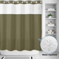 thumbnail image 2 of No Hook Shower Curtain, Sage Green Shower Curtains for Bathroom with See Through Top Window, Brown Solid Color Simple Abstract Waterproof & Washable Bath Curtain Long 72"x78", 2 of 9