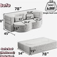 thumbnail image 3 of Brown Convertible Teddy Fabric Floor Sofa Bed with 2 Pillows, Full Size Folding Sleeper Sofa for Living Room, Guest Room, No Assembly, 3 of 3