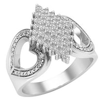 Dazzlingrock Collection Round White Diamond Cluster Heart Promise Ring for Women (0.50 ctw, Color I-J, Clarity I2-I3) in 925 Sterling Silver, Size 10