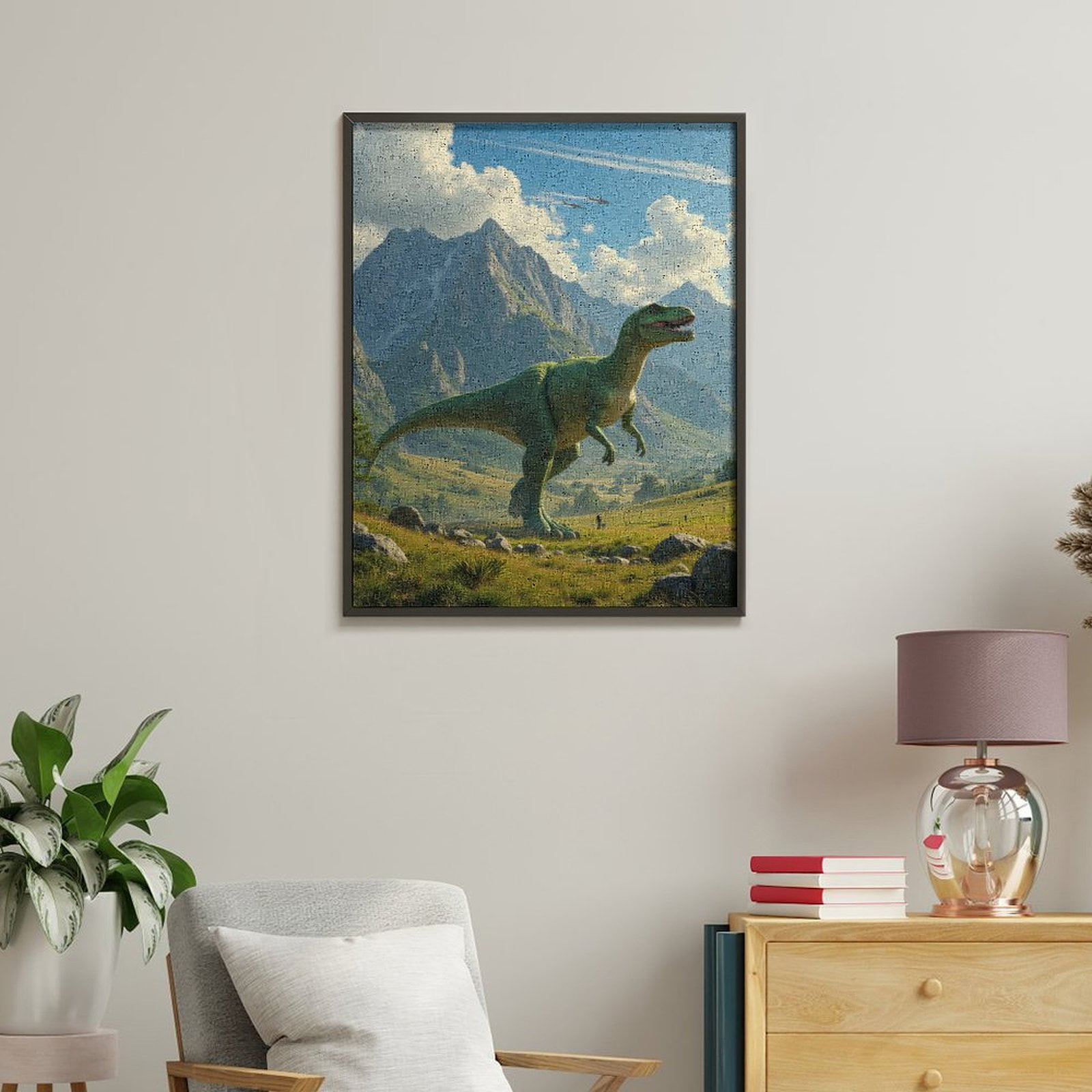 Paint by Numbers Kit for Adults, Dinosaur Mountain Landscape Adventure Paint by Numbers, Easy Paint by Numbers Kit for Adults Beginner, DIY Adult Paint by Number Kits on Canvas, Home Decor