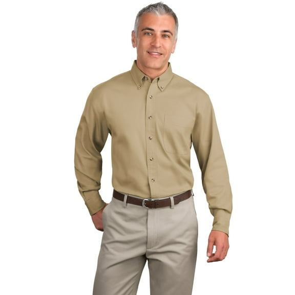 Port Authority Tall Long Sleeve Twill Shirt-3XLT (Khaki)