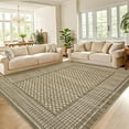 thumbnail image 5 of Washable Rug 10x13 Area Rug for Bedroom Farmhouse Geometric Living Room Rug Non Slip Large Area Rug Low Pile Throw Rugs Stain Resistant Carpet for Classroom Dining Room Brown 10'x13', 5 of 8