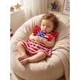 thumbnail image 4 of BemeyourBBs Newborn Baby Girl 4th of July Outfit Patriot Independent Day Clothes Summer Romper Dress Stars Stripes Print Ruffle Sleeves Bodysuit Dress Playsuit Baby Girl Fourth of July Outfit, 4 of 9