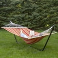 thumbnail image 2 of Northlight Cotton Striped Hammock - 75" x 59" - Red and Green, 2 of 8