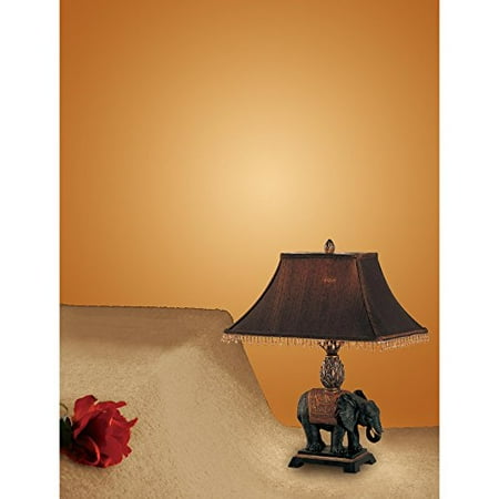 Polyresin Base - 24 Inch Elephant Base Polyresin Table Lamp Set Of 2 Brown