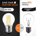 thumbnail image 4 of BlueStars G45 E26 - foco LED de filamento Edison de 120 V 5 W (equivalente a 60 vatios), blanco c&aacute;lido de 2700 K, 550 lm, no regulable para decoraci&oacute;n del hogar, colgante, l&, 4 of 8