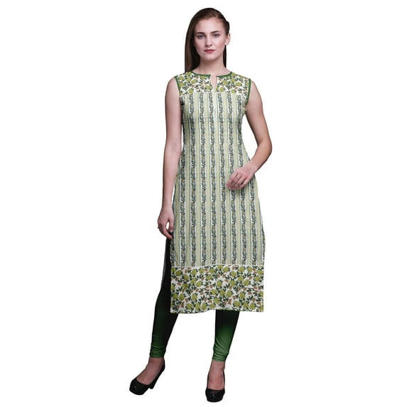 Bimba Sleeveless Kurtis For Women Printed Women Straight Kurta Indian Top Medium