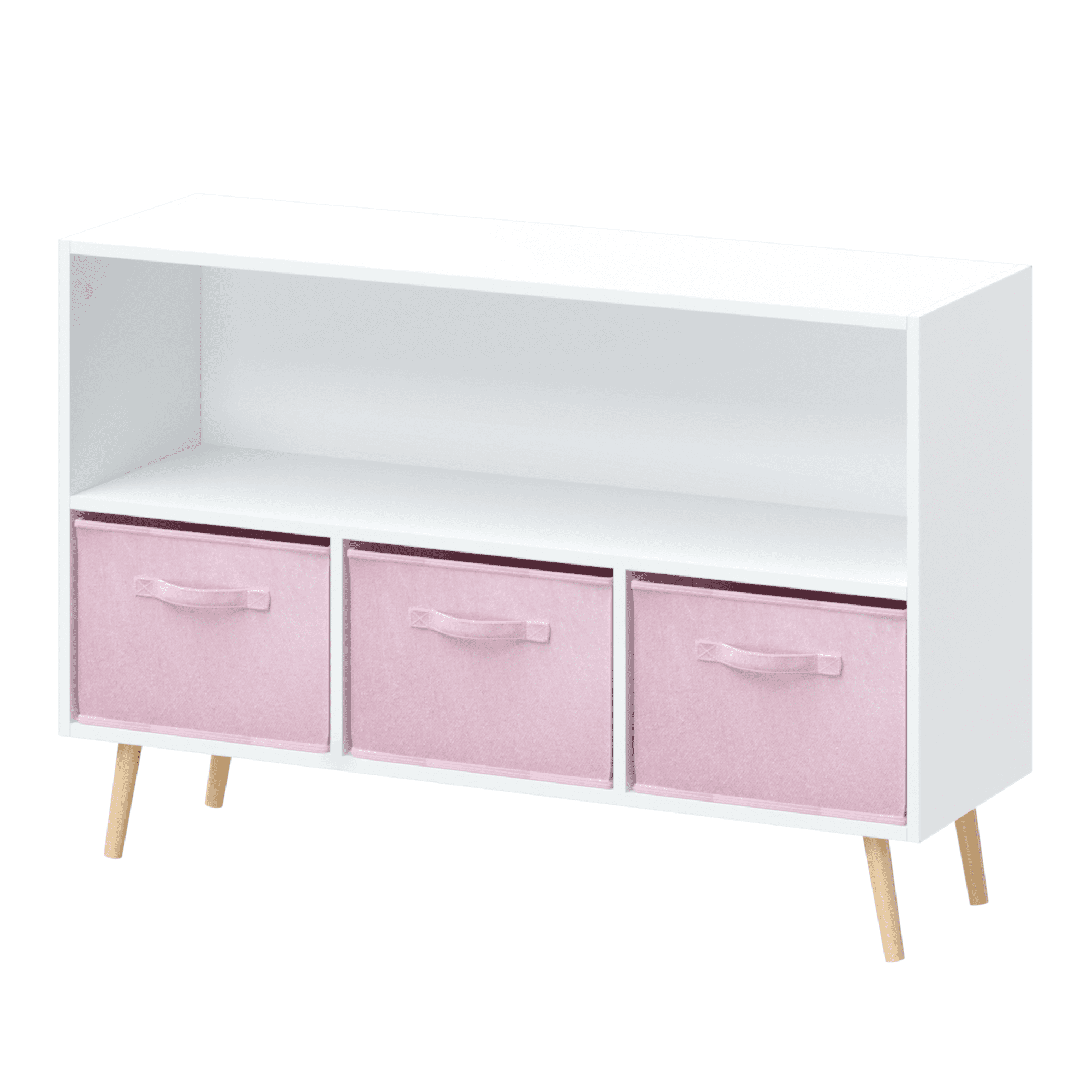Gewnee Kids Bookcase with Drawers , Wood Bookshelf with Toy Chest Large Storage for Play Room,Pink