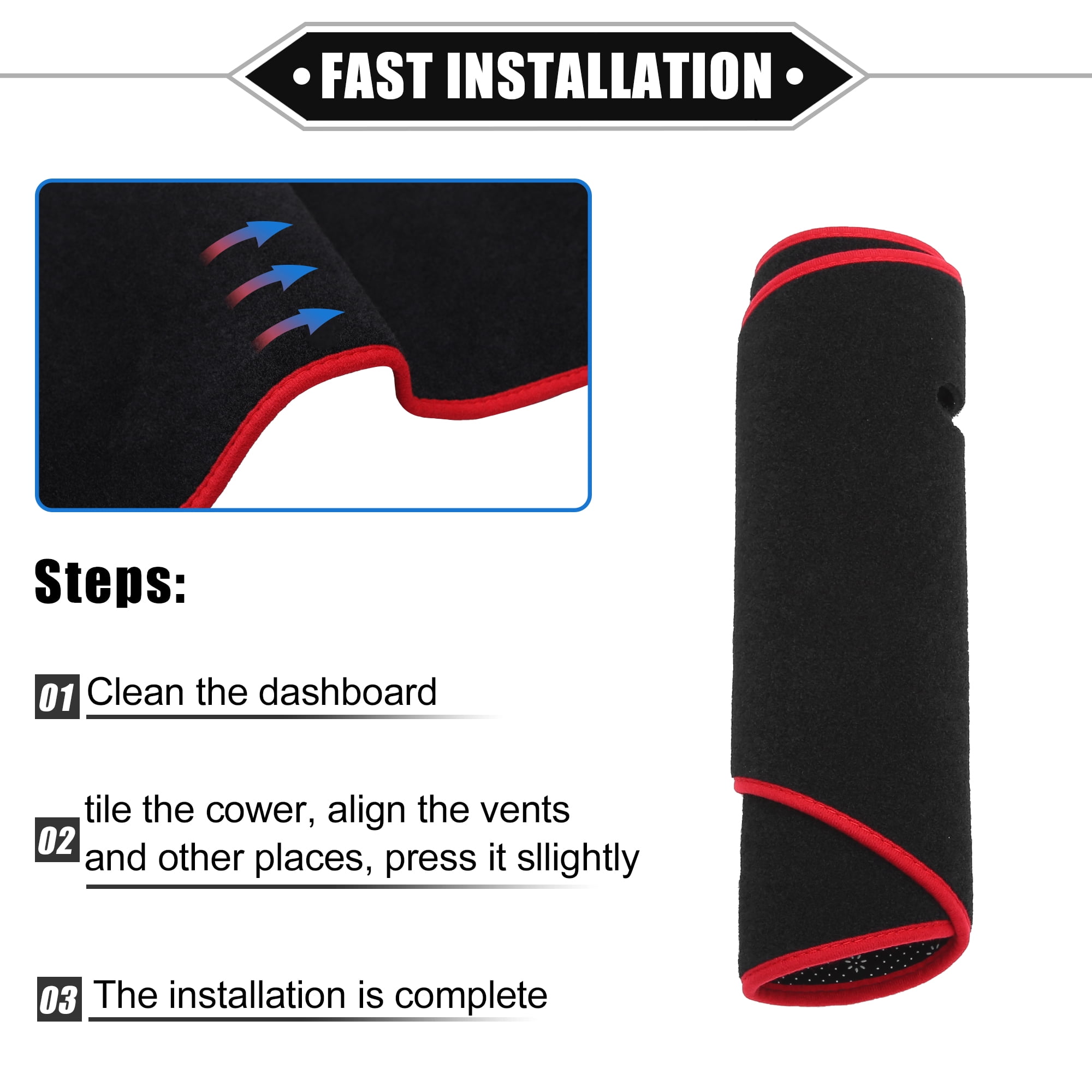 Dashboard Cover for Hyundai Sonata 2002-2005 Non-slip Polyester Black Red Dash Cover Mat Protector Cover