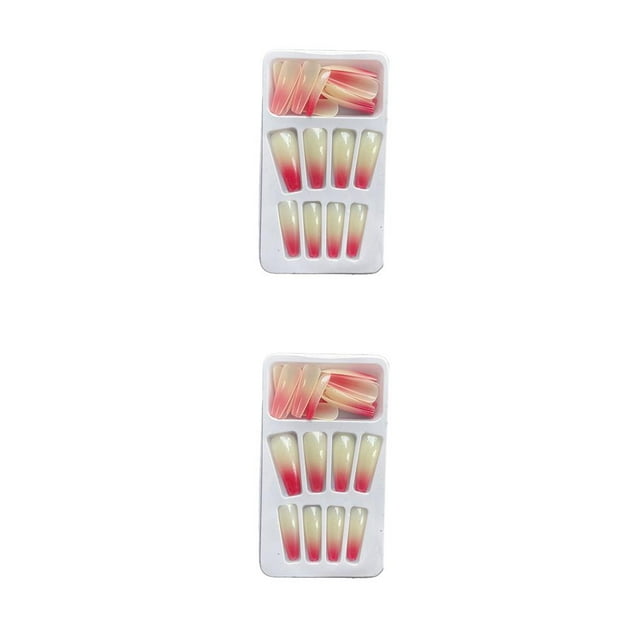 Juego de prensa de punta francesa en las uñas Qarigey Gradient Extra Long Fashion Full Cover Ballerina Salon Kit de manicura para niñas Type6 NO6