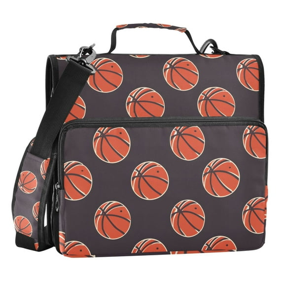 ALAZA Zipper Binder Basketball on Dark Background 3 Ring Trapper Keeper File Folder Organizer Bag