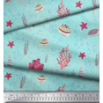 thumbnail image 3 of Soimoi Velvet Fabric Coral,Shell & Sea Turtle Ocean Printed Fabric 1 Yard 58 Inch Wide, 3 of 3