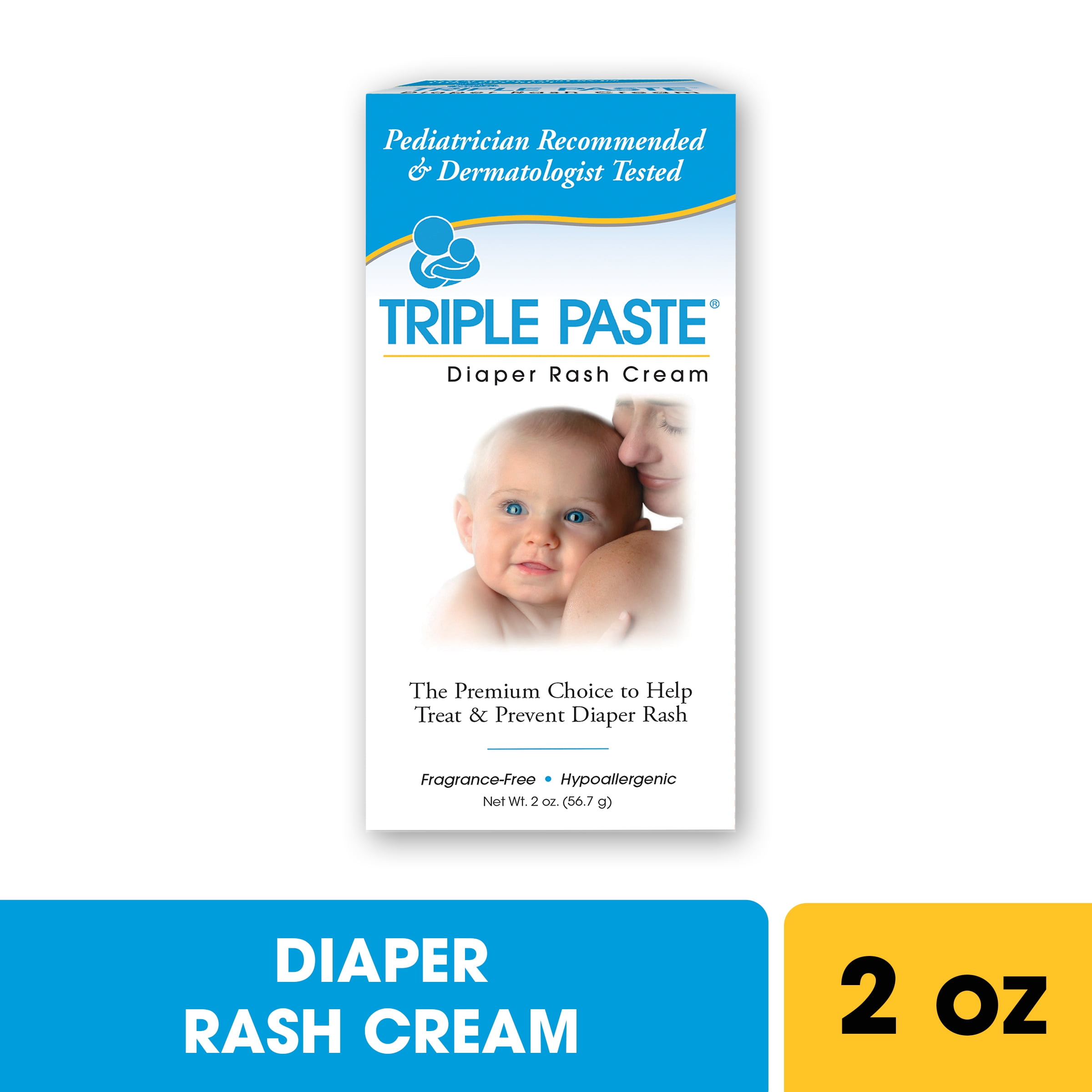 Triple Paste Diaper Rash Cream, Hypoallergenic Medicated Skin Ointment