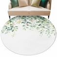 thumbnail image 2 of Eucalyptus Leaves 6ft Round Rug, Spring Summer Watercolor Botanical Non-Skid Rubber Backing Large Area Rugs - Living Room Bedroom Home Office, Indoor Floor Mat Carpets Washable Rug, 2 of 9