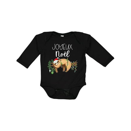 

Inktastic Joyeux Noël- Christmas Sloth Gift Baby Boy or Baby Girl Long Sleeve Bodysuit