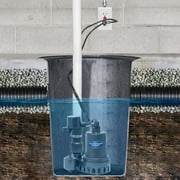 Superior Pump 92372 1/3 HP Thermoplastic Submersible Sump Pump with Vertical Float Switch, Black, 9.25” x 6.25” x 11.75”