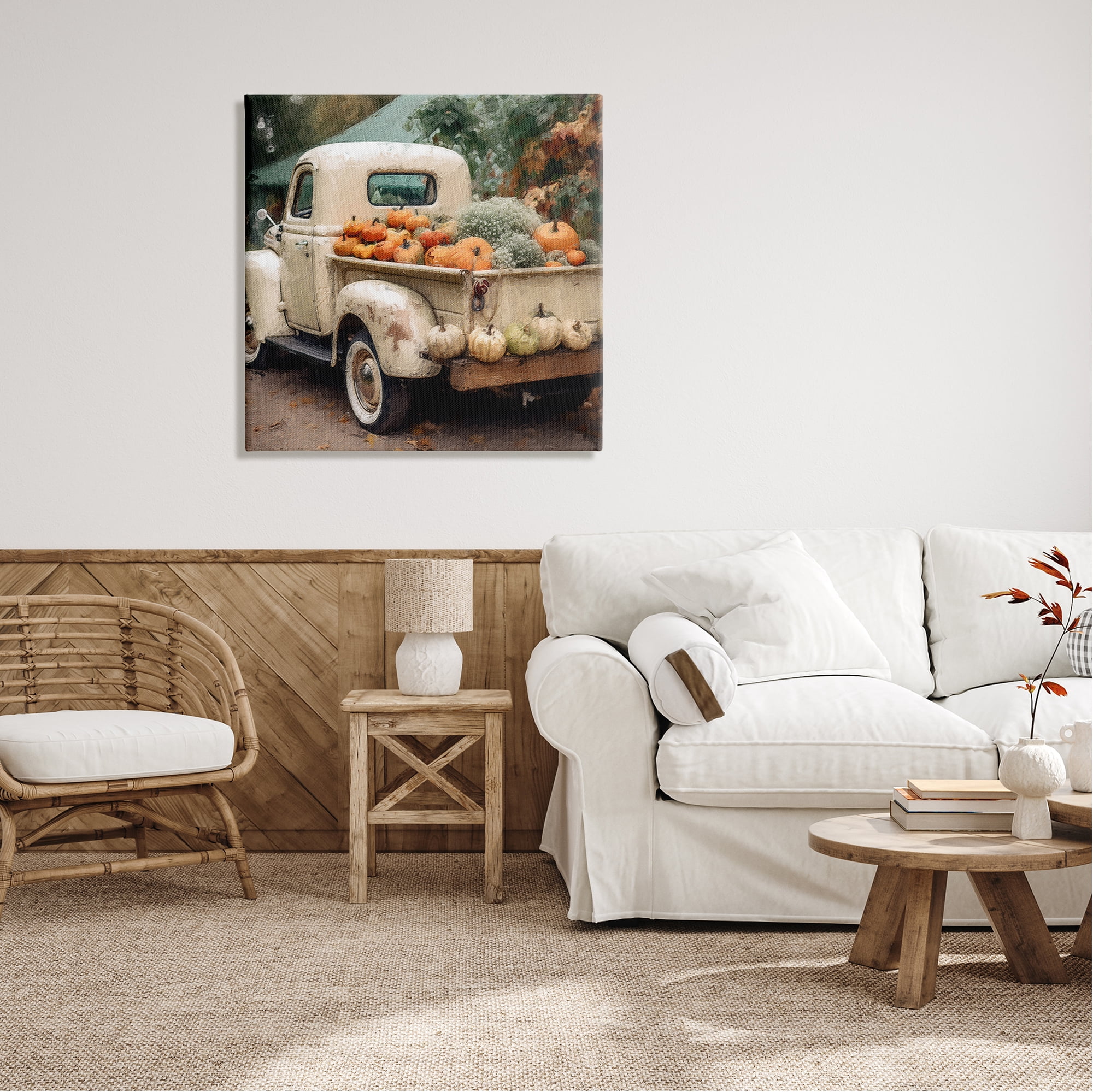 Stupell Industries Pumpkin & Gourd Truck Holiday Painting Gallery Wrapped Canvas Art Print Wall Art, 30 x 30