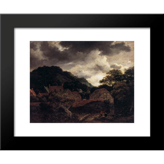 Village at the Wood's Edge 20x24 Framed Art Print by Jacob Isaakszoon van Ruisdael