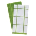 thumbnail image 2 of T-fal Solid & Checked Parquet Kitchen Towels, 2-Pack, Green, 2 of 7