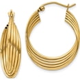 thumbnail image 1 of 14K Yellow Gold Lightweight Fancy Hoop Earrings (19 X 5) Made In Indonesia tc703, 1 of 6