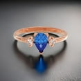 thumbnail image 3 of Sterling silver pear cut lab created blue sapphire & cubic zirconia ring, 3 of 5