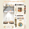 thumbnail image 5 of Pirecart Kids Corner Kitchen Playset with Real Lights & Sounds, Wooden Kitchen Set For Children With Range Hood, Blackboard and 6Pcs Cooking Accessories, Cream, 5 of 9