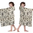 thumbnail image 4 of Beige Curiosity Shoppe Pattern Hooded Bath Towel，50"x30" for Ages 3 To 12 Kids, Quick Dry Lightweight Soft Microfiber Hood Beach Towel Cover Up for Kids, 4 of 7