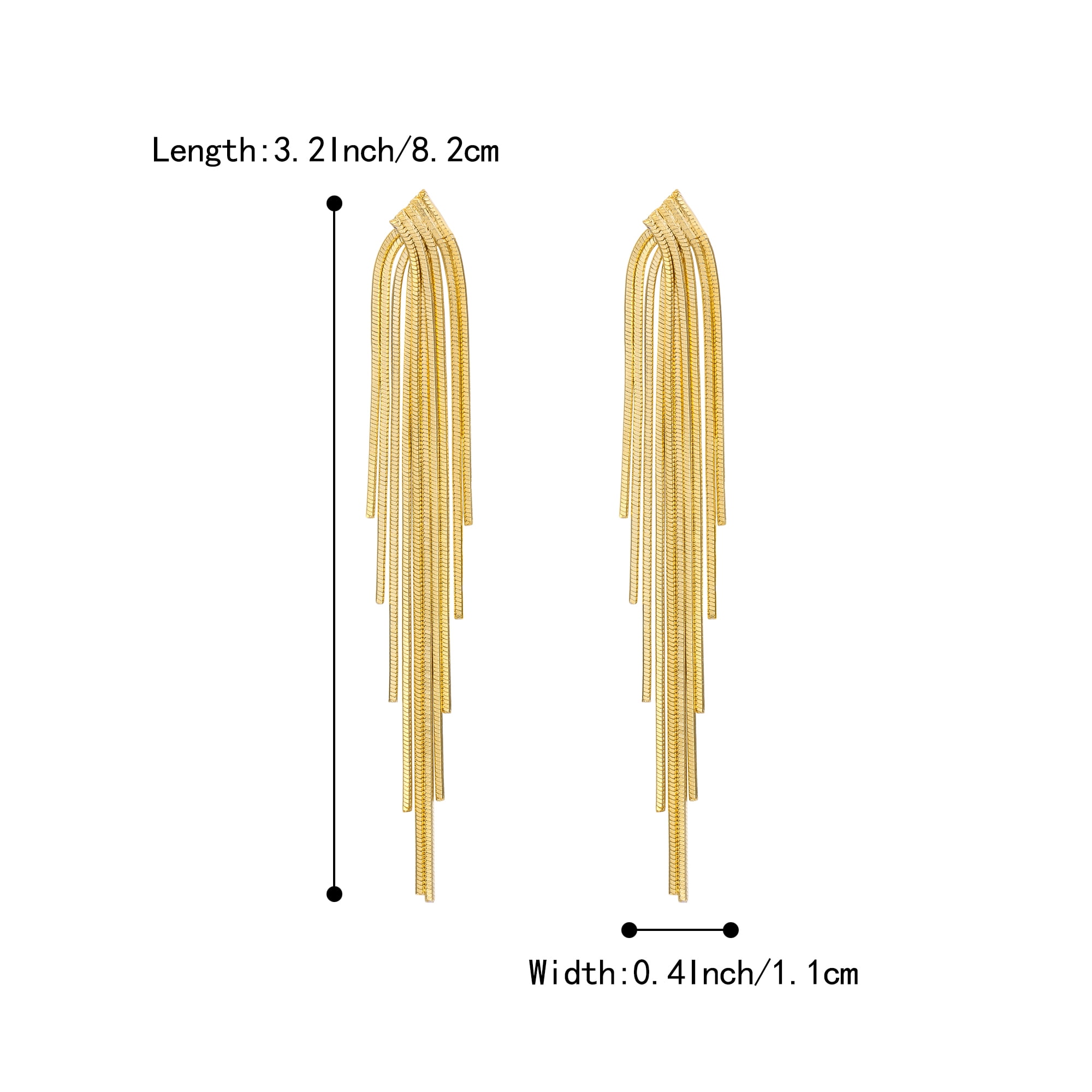 Gold Long Tassel Drop Earrings – 18k Gold Plated Linear Chain Dangles For Women, Wedding & Party