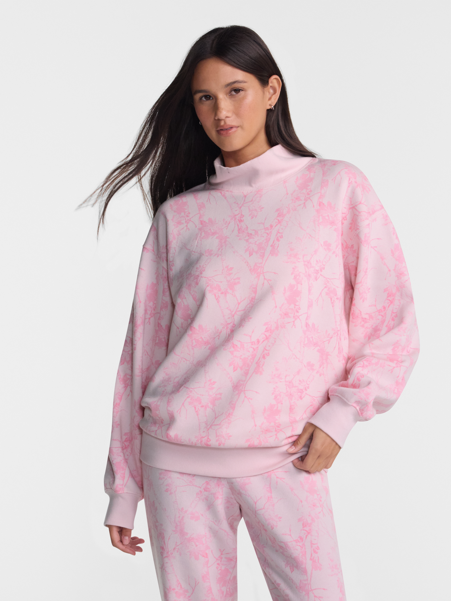 No Boundaries Women's Oversized Mock Neck Sweatshirt photo 1