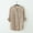 Beige, variant on VKOYWKM Women's Cotton Linen Shirts Roll Up 3/4 Sleeve Tops V Neck Button Down Tunic Blouses Solid Color Work Shirts Loose Casual Summer Tops