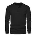thumbnail image 2 of Mens Button Crewneck Sweatshirts Long Sleeve T Shirts Casual Solid Color Checkered Pullover Slim Basic Breathable Athletic Workout Tops, 2 of 6