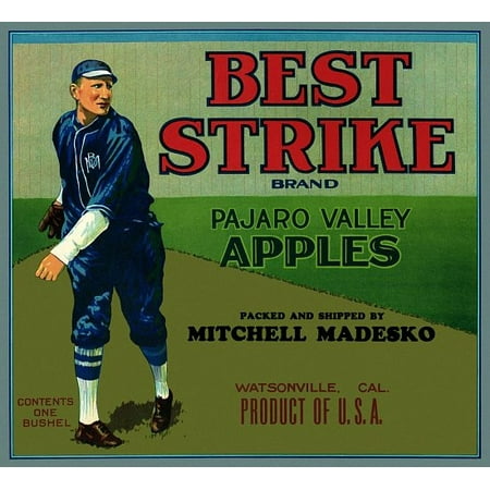 Best Strike Baseball Player Apples Stretched Canvas -  (18 x