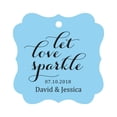thumbnail image 1 of Darling Souvenir Custom Let Love Sparkle Wedding Hang Tags Personalized Fancy Frame Paper Tags -Baby Blue-100 Tags, 1 of 1