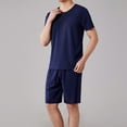 thumbnail image 7 of Big & Tall Summer Pajamas Two Piece Sleepwear Mens Short Sleeve Tag-Less Shorts Pajama Sets Loungewear Navy, 4XL, 7 of 7