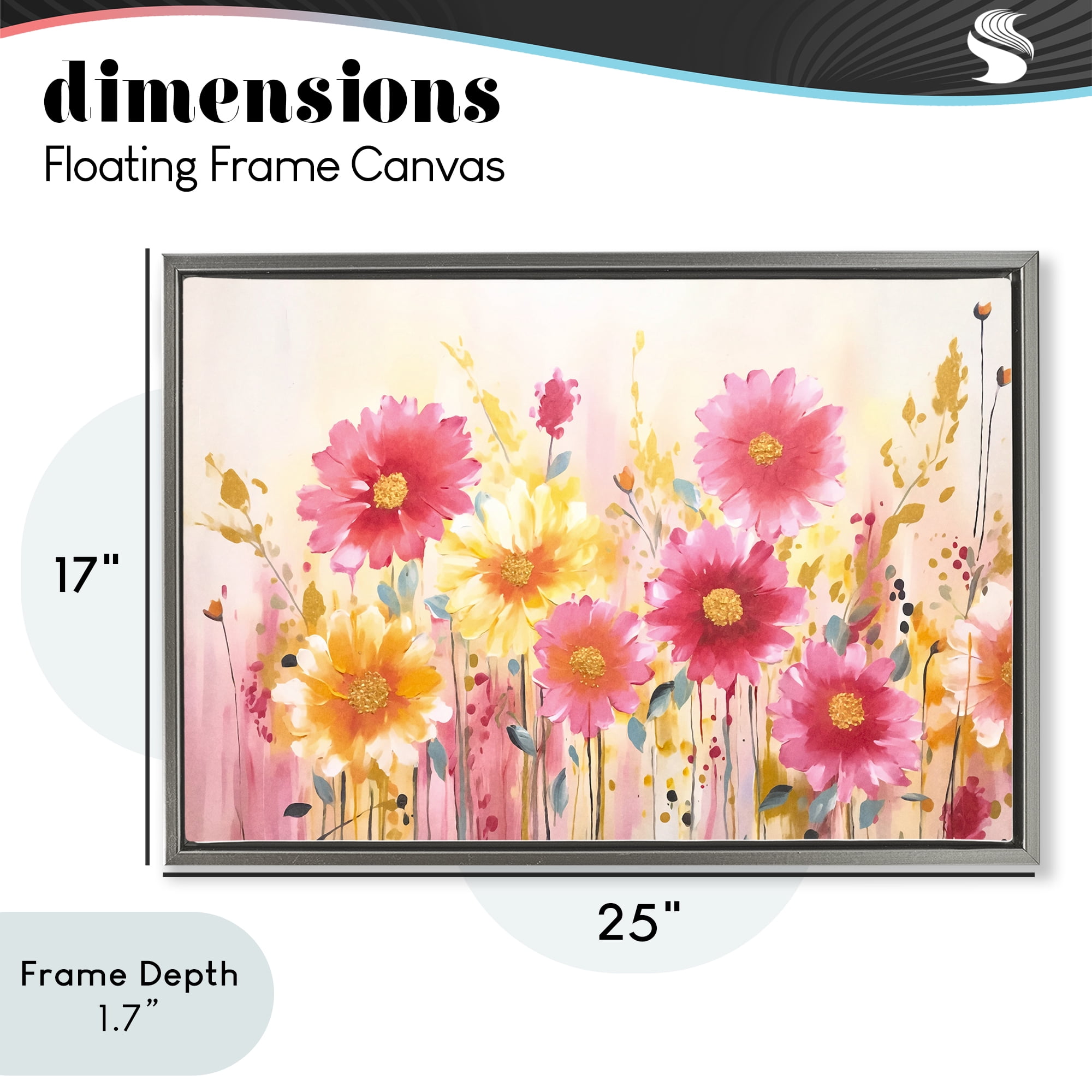 Stupell Industries Blush Blooming Whimsy Gray Framed Floater Canvas Wall Art, design by Andrea Haase