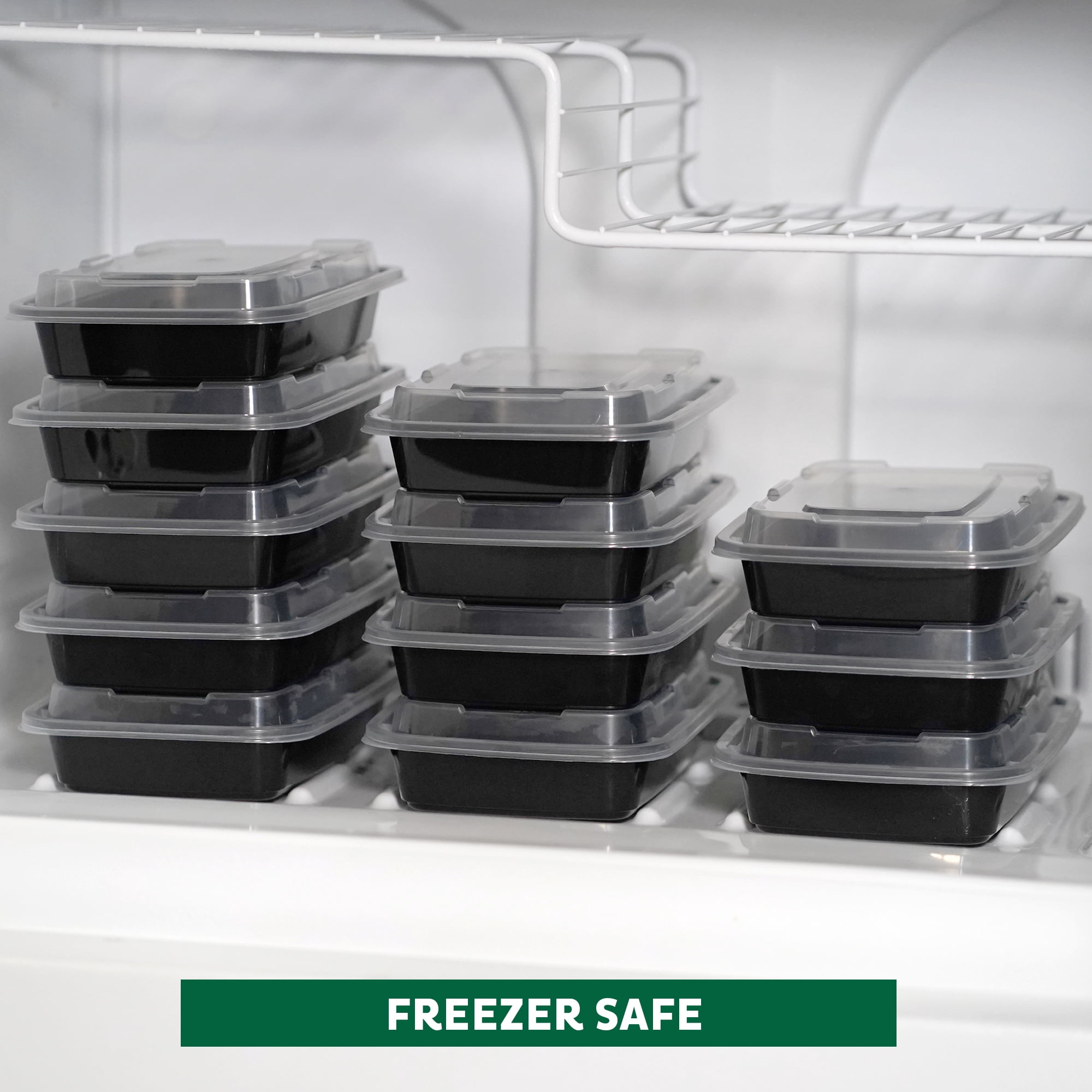 Freshware 15-Pack Reusable 1-Compartment Bento Meal Prep Lunch Boxes with Lids