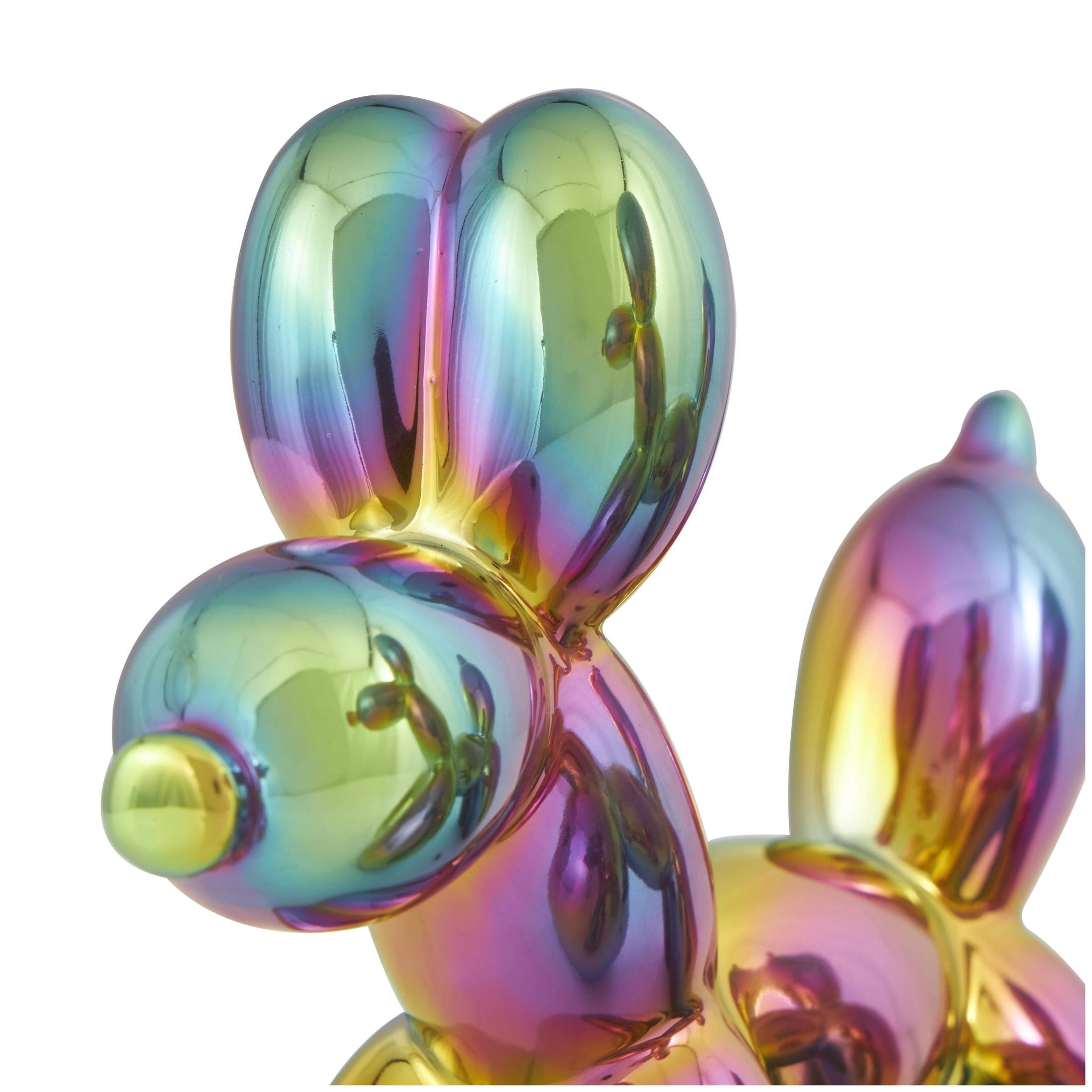 9", 7"H Multi Colored Ceramic Balloon Dog Sculpture with Rainbow Shimmer Finish, by DecMode (2 Count)